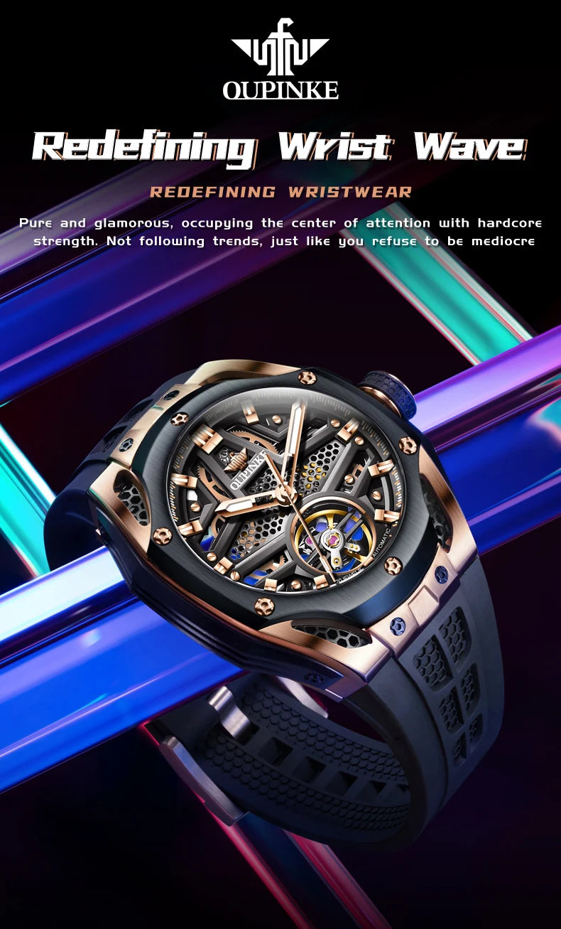 Excellence Men's Watches Full Skeleton 50ATM Waterproof Luminous Automatic Mechanical Watch