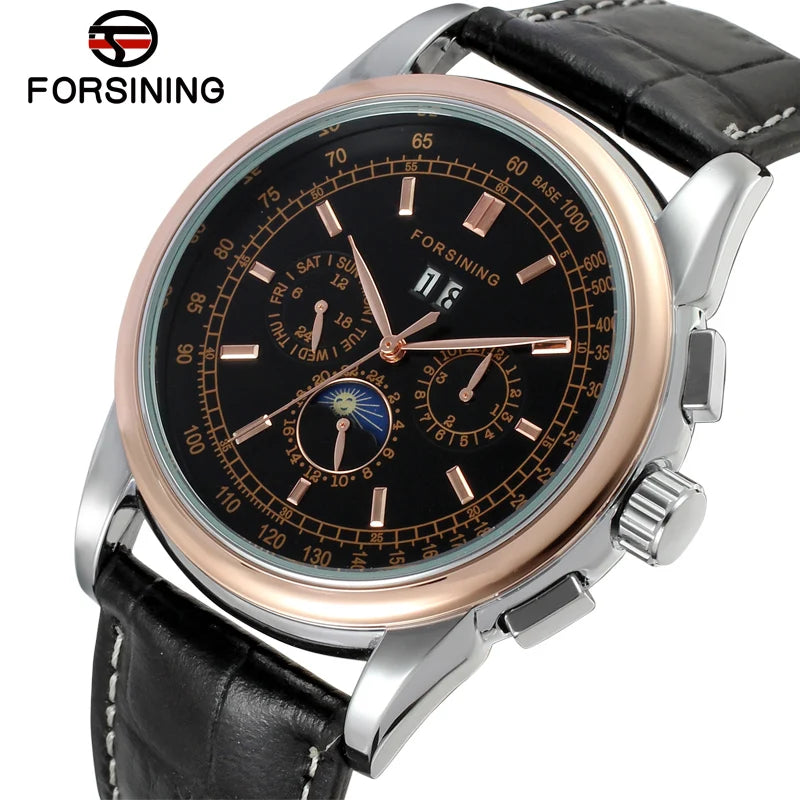 Excellence Moon Phase Multifunctional Automatic Man Watch Mechanical Waterproof Leather High-End Luxury Elegant Wrist watch