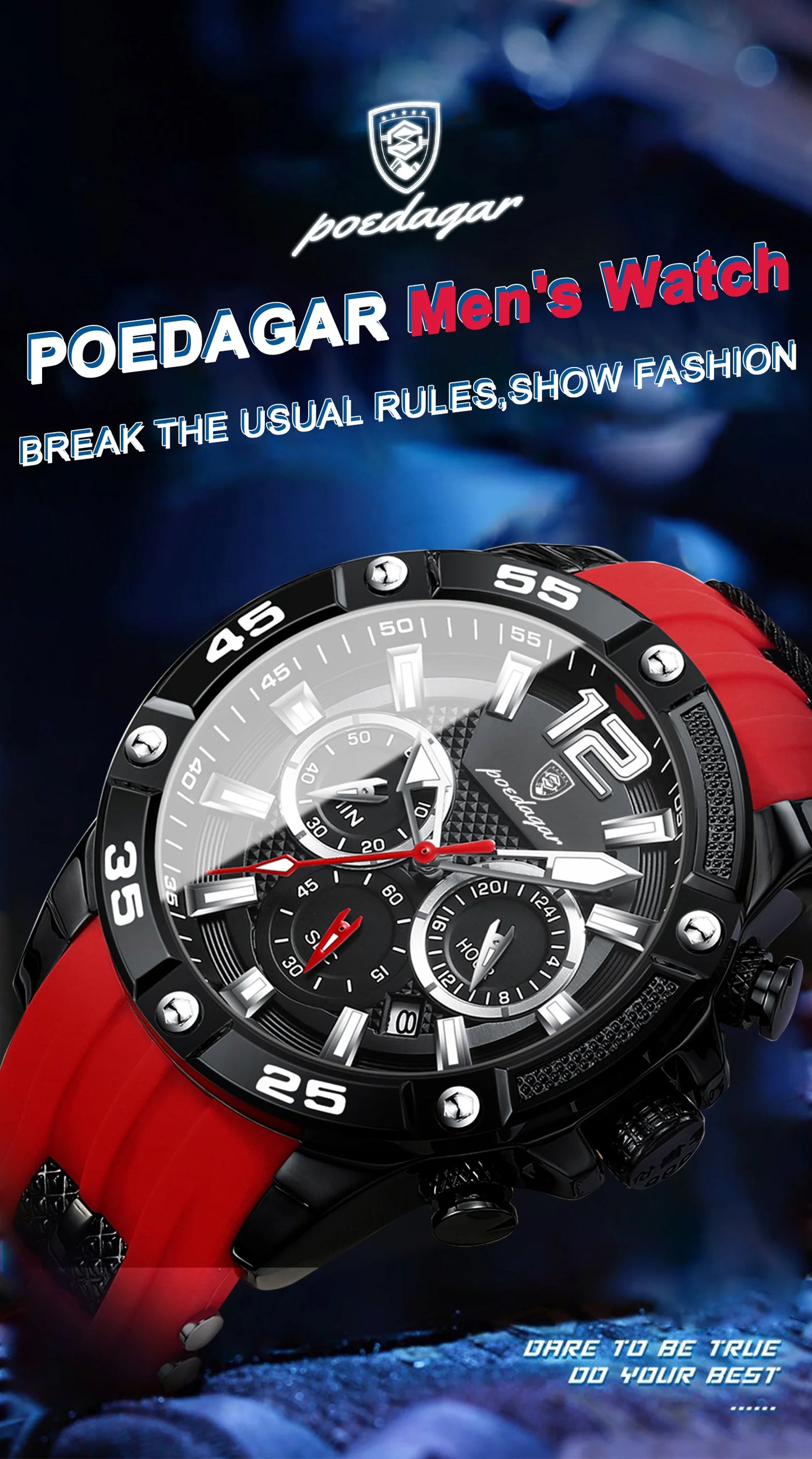 Excellence Luxury Man Wristwatch Sport Chronograph Waterproof Luminous Date Watches for Men Casual Quartz Silicone Men Watch