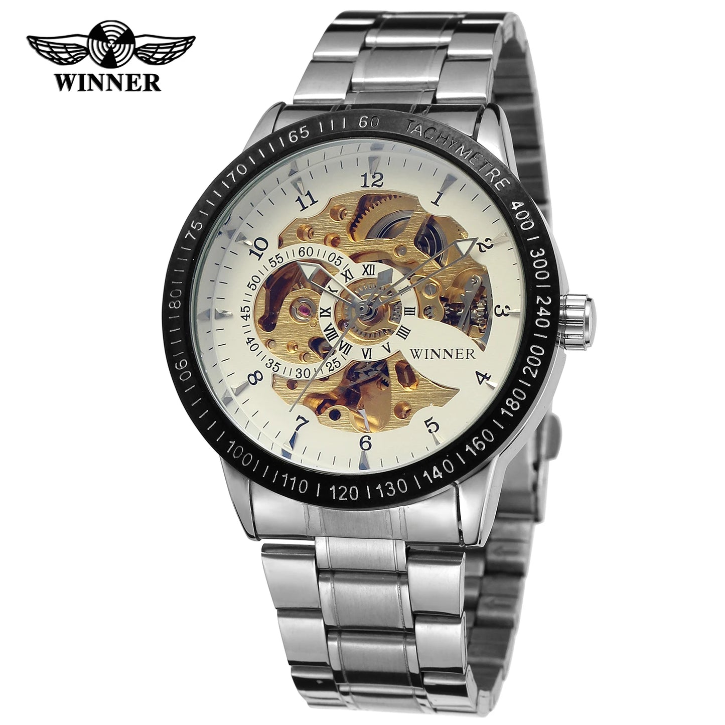 Excellence High End Luxury Blue Glass Stainless Steel Skeleton Mechanical Automatic Man Watches Fashion Classics Waterproof Male Watch