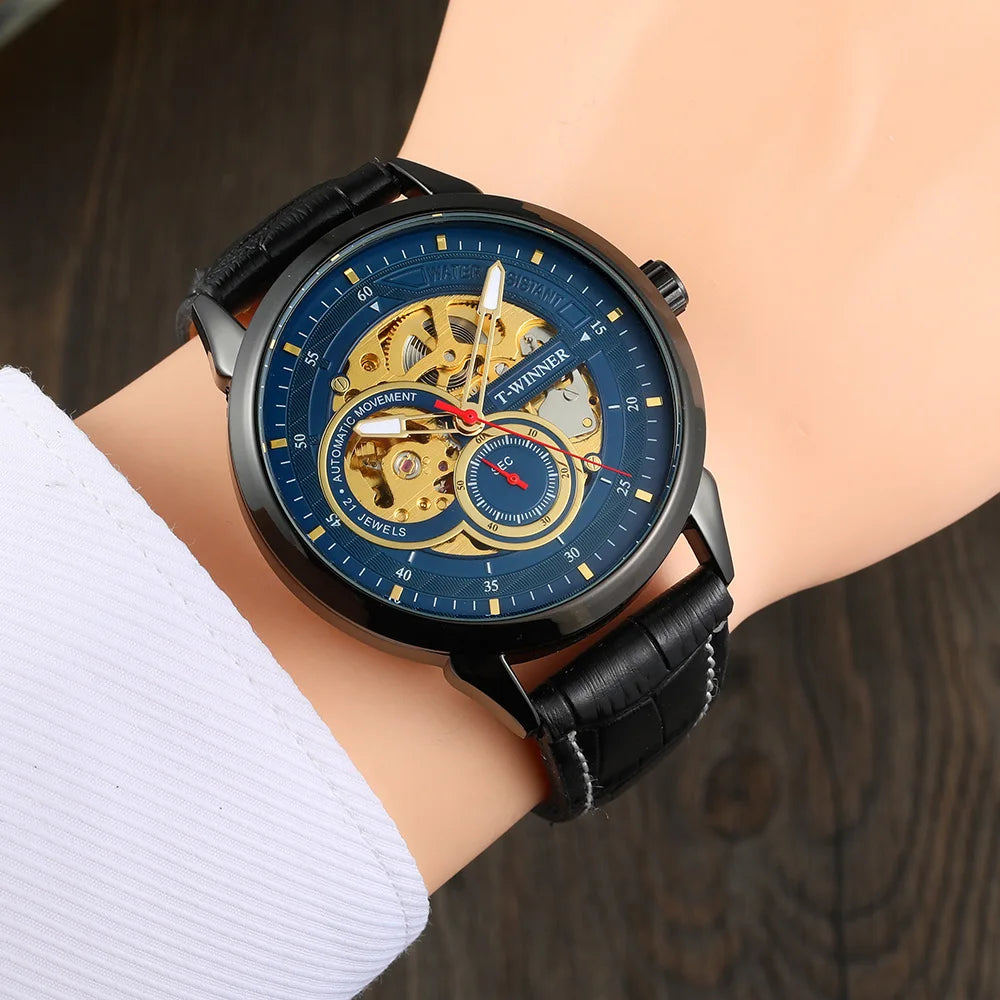 Excellence High-End Luxury Man Watch Top Brand Luxury Transparent Skeleton Mechanical Automatic Watches for men Rare Gold Wristwatch