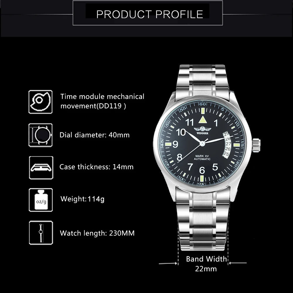 Excellence Business Automatic Watch for Men Calendar Window Fashion Black Dial Fashion Leather Strap Luxury Brand Mechanical Watch