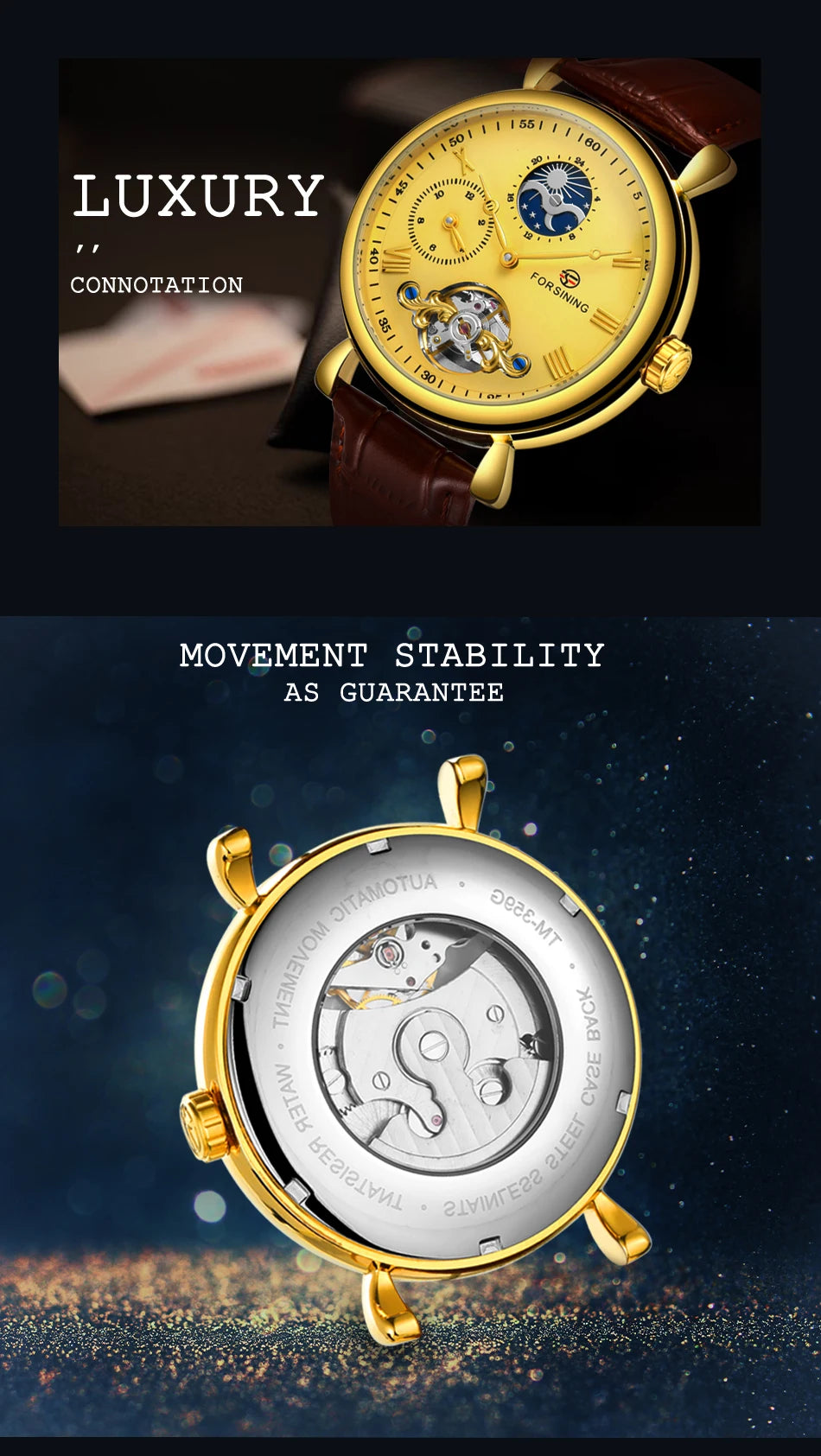 Excellence High Quality Multiple Time Zone Moonphase Automatic Watch Fashion Luxury Skeleton Mechanical Watches Leather Belt Men's Wristwatch