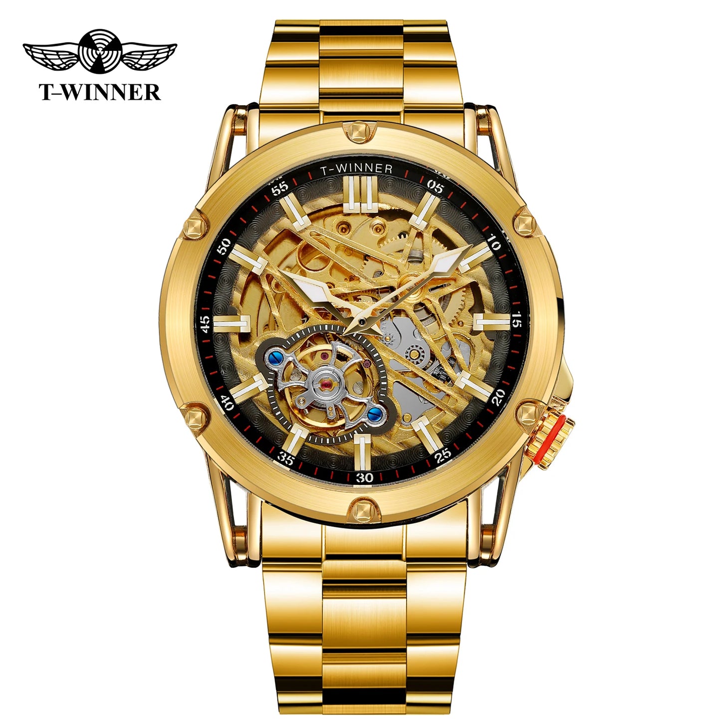 Excellence Original Luxury Tourbillon Stainless Steel Skeleton Mechanical Men's Watch Automatic Movement Military Wristwatches