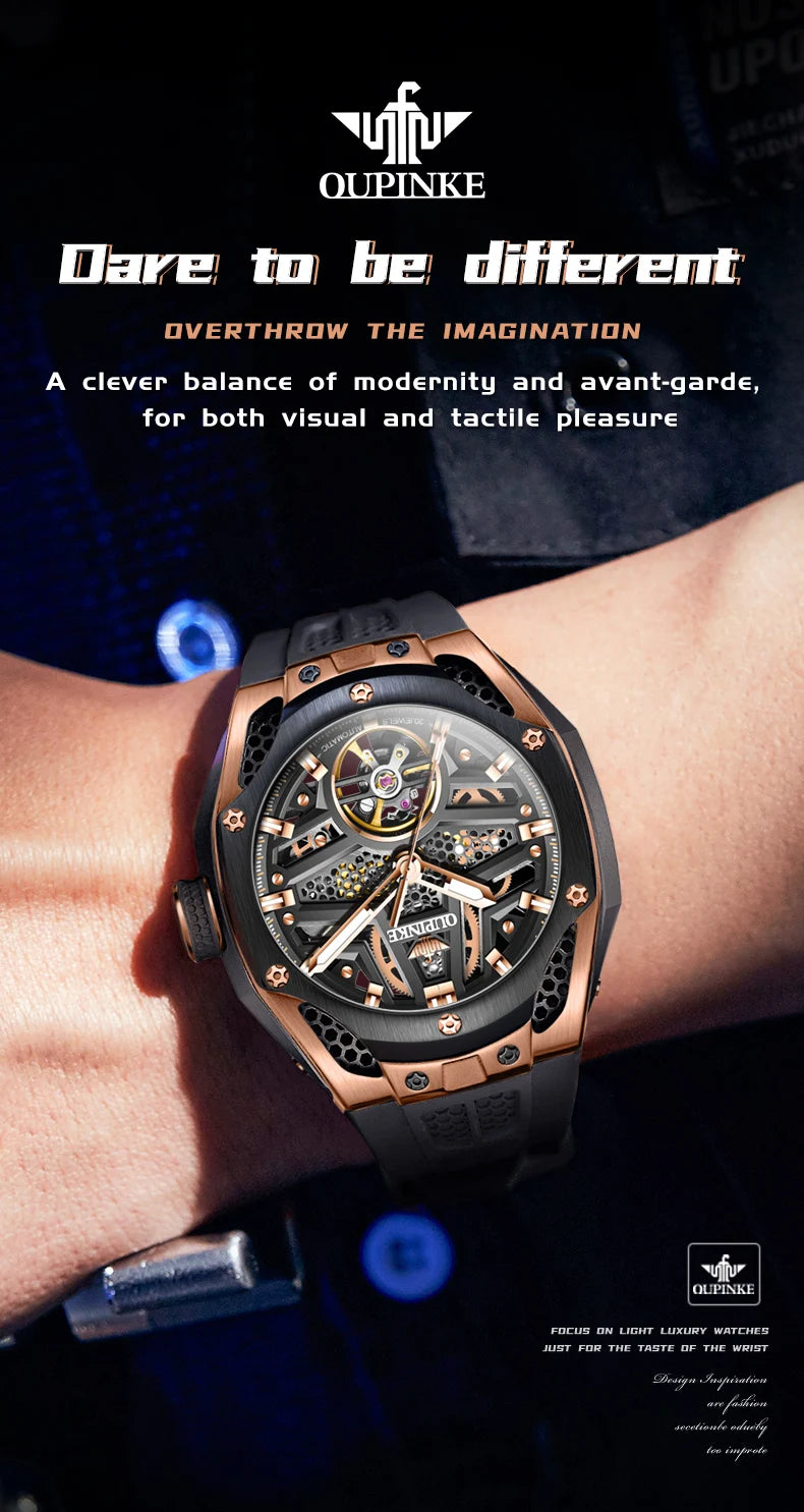 Excellence Men's Watches Full Skeleton 50ATM Waterproof Luminous Automatic Mechanical Watch