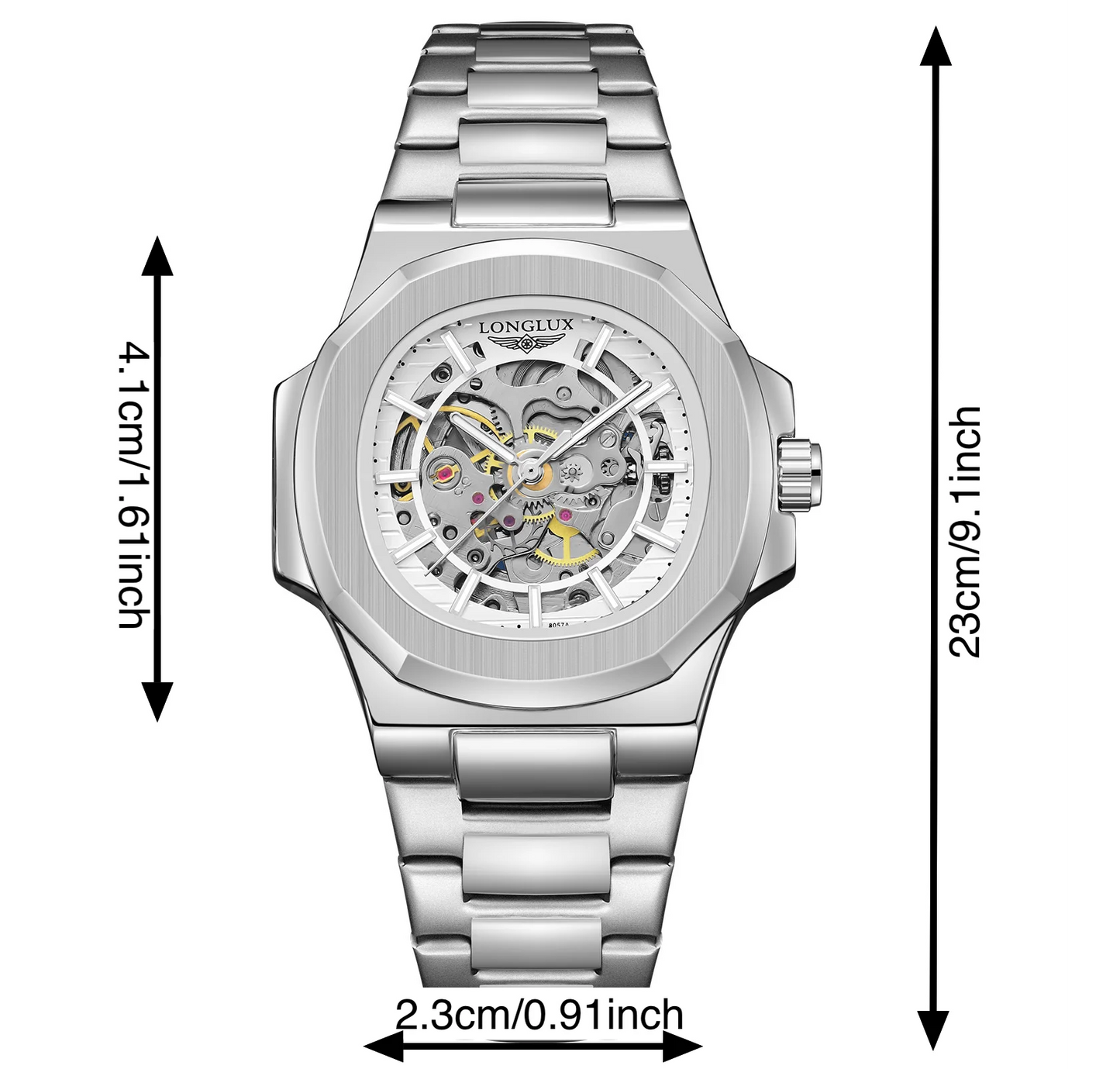 Excellence automatic watch luxury wholesale mechanical wristwatches stainless steel skeleton waterproof  men's watch