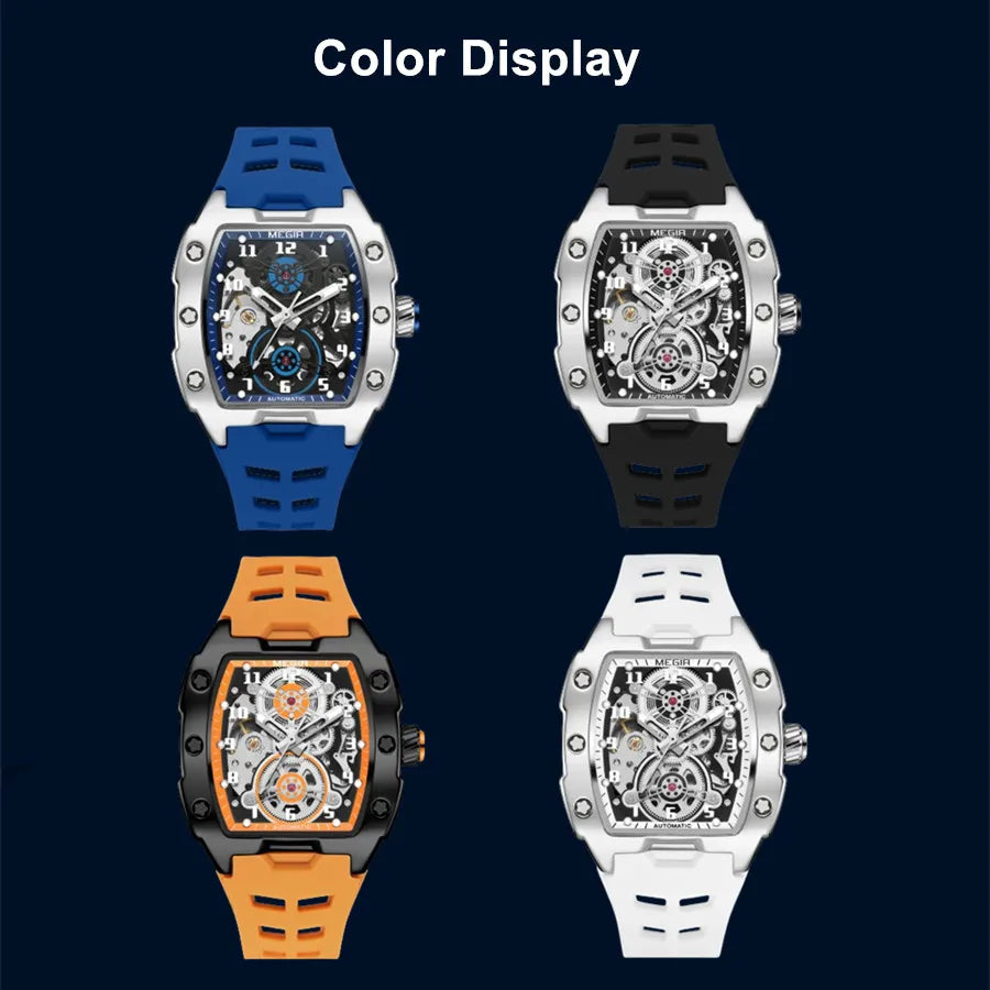 Excellence Fashion Mechanical Watch for Men Sport Hollowed Out Automatic Wristwatch Luminous Waterproof